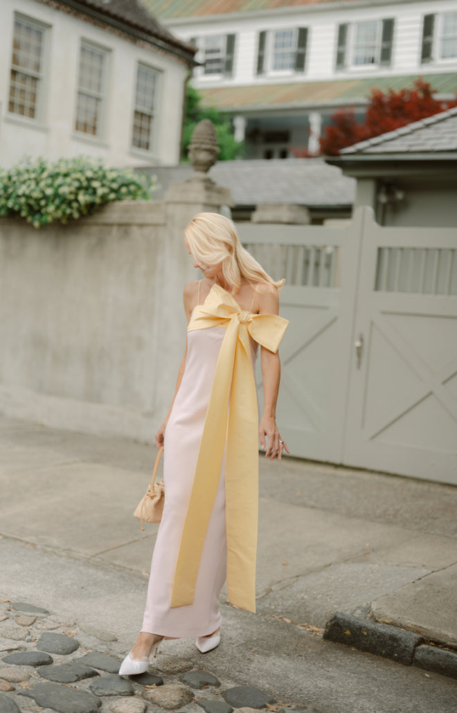 Bart Dress in Light Pink and Yellow
