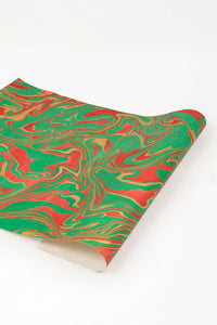 Hand marbled holiday wave pattern gift wrapping paper pack of 5