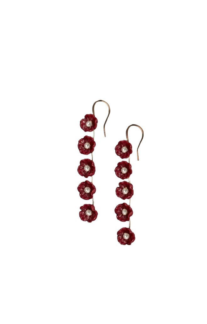 V. Chapman x Kristopher Brock Poppy Dangle Earring in Dark Red