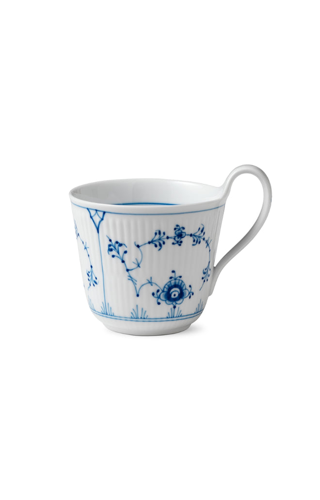 Blue Fluted Plain High Handle Mug 11 Oz