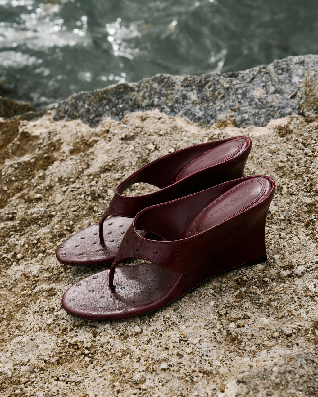 Mac 70 Mule in Ruby Ostrich Leather