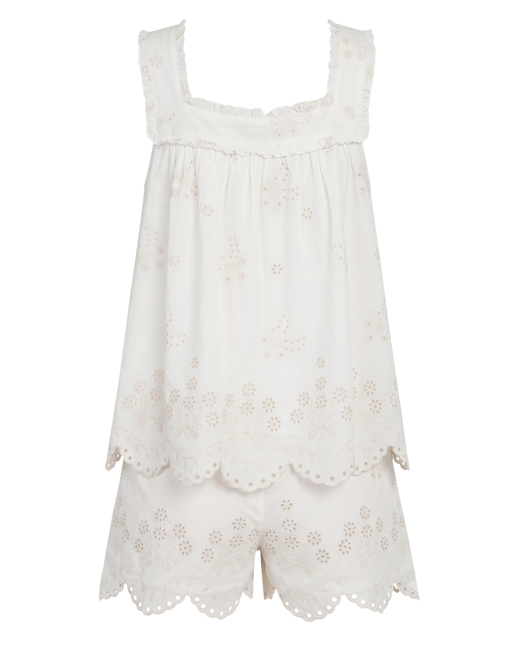 The Caroline Short Set in White Eyelet
