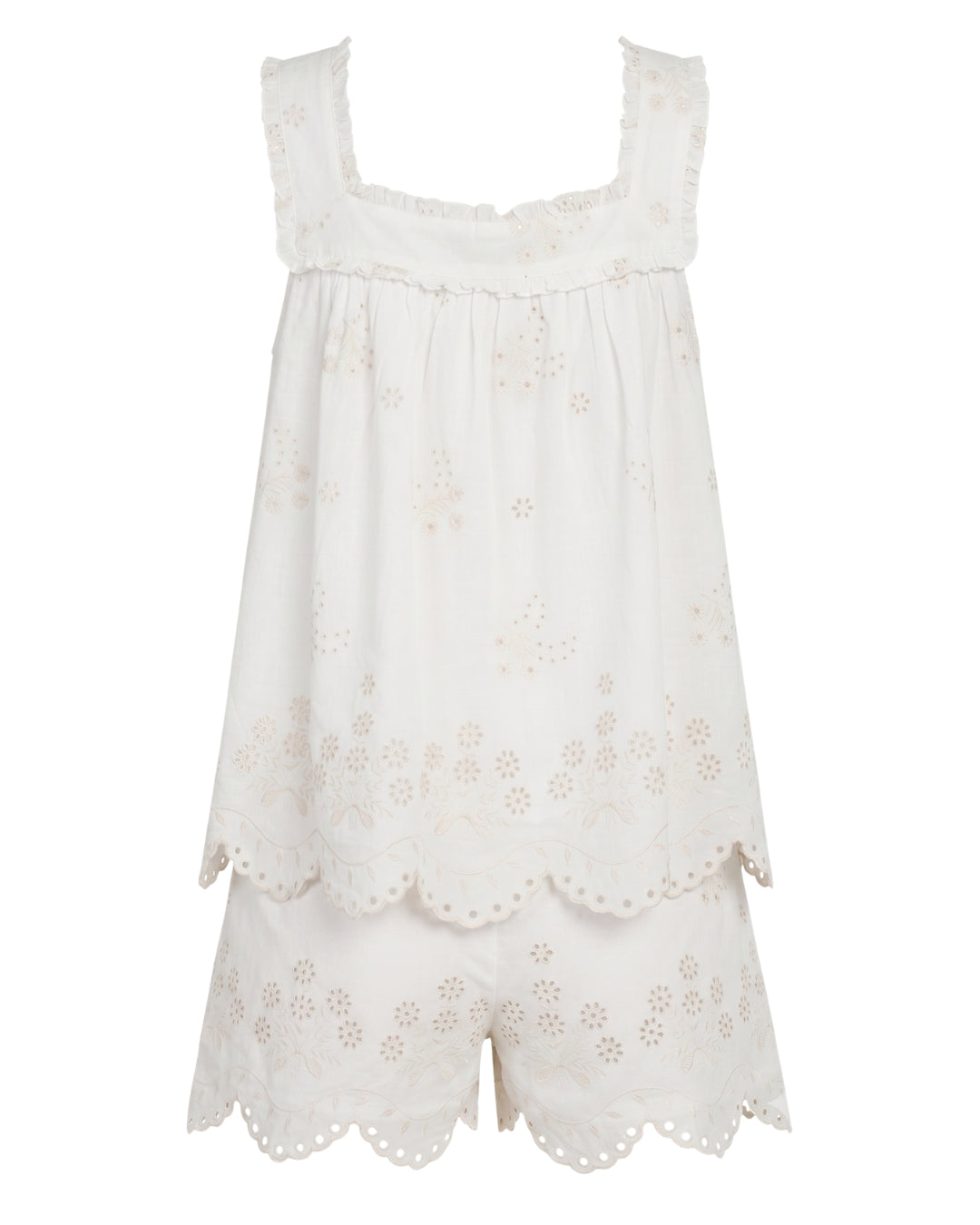 The Caroline Short Set in White Eyelet