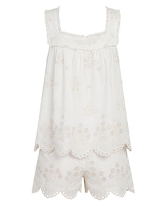The Caroline Short Set in White Eyelet