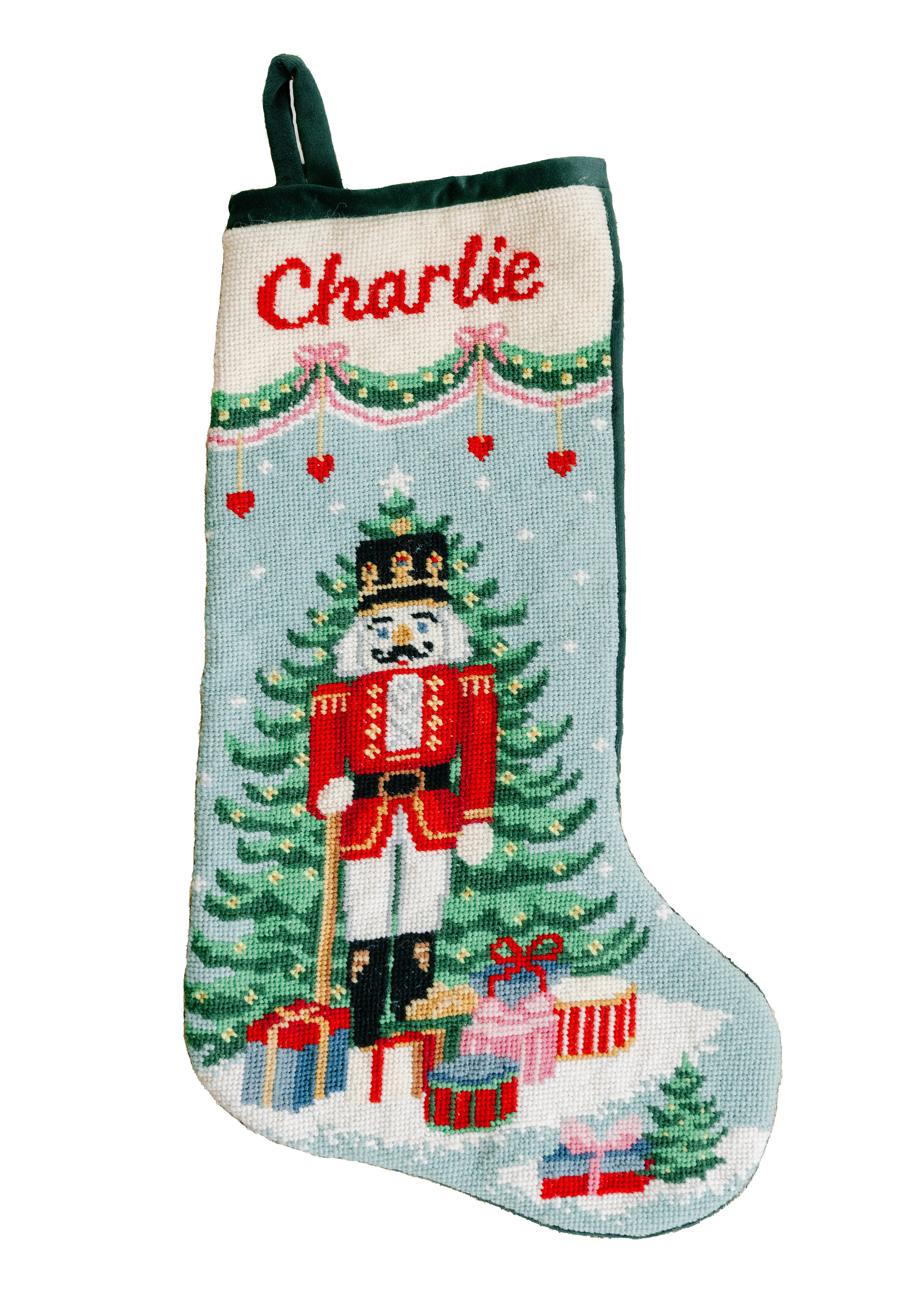 Needlepoint Grand Nutcracker with Tree Stocking