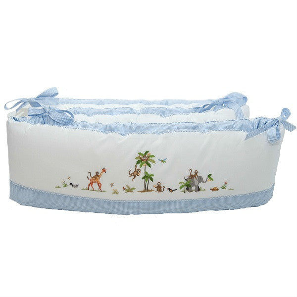 "On Safari" Cotbed Half Bumper - Blue