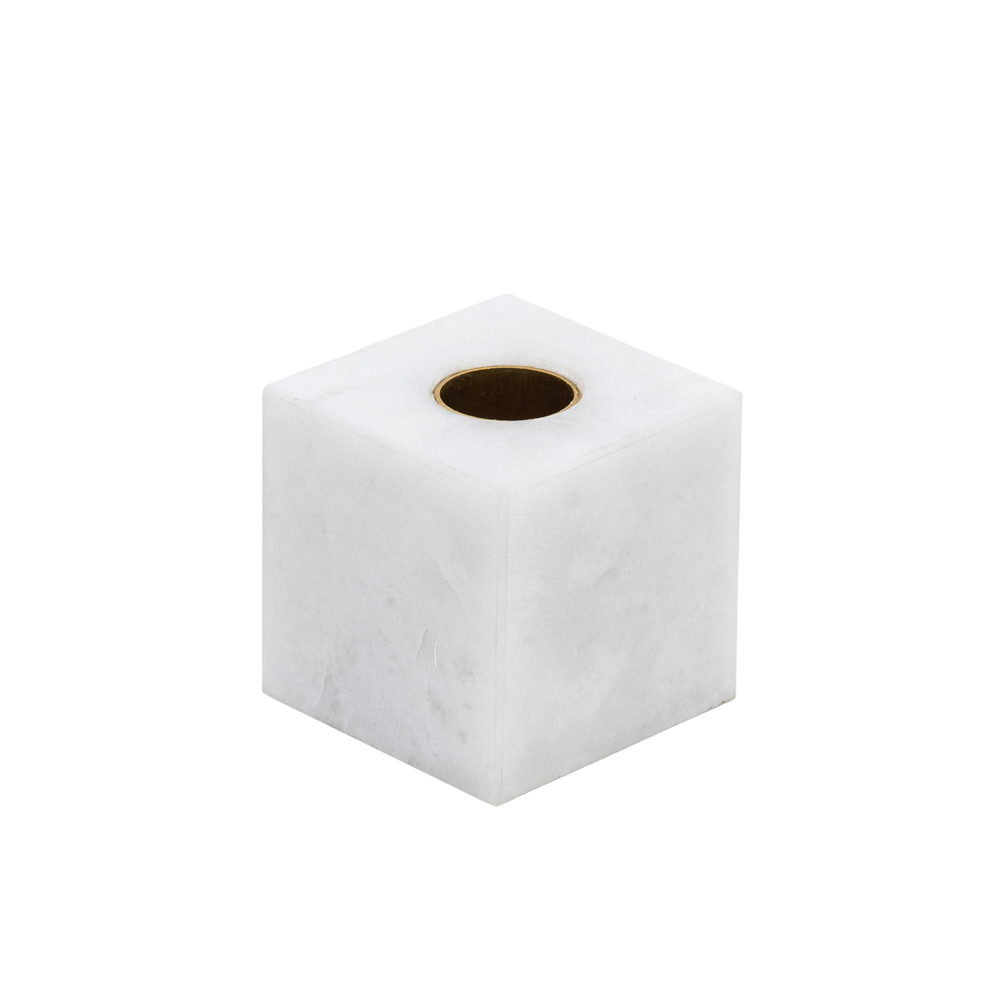 Cube Candlestick in White Quartz
