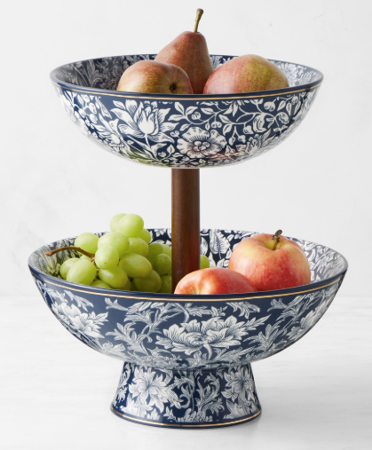 Bluebell Two Tiered Porcelain Fruit Bowl