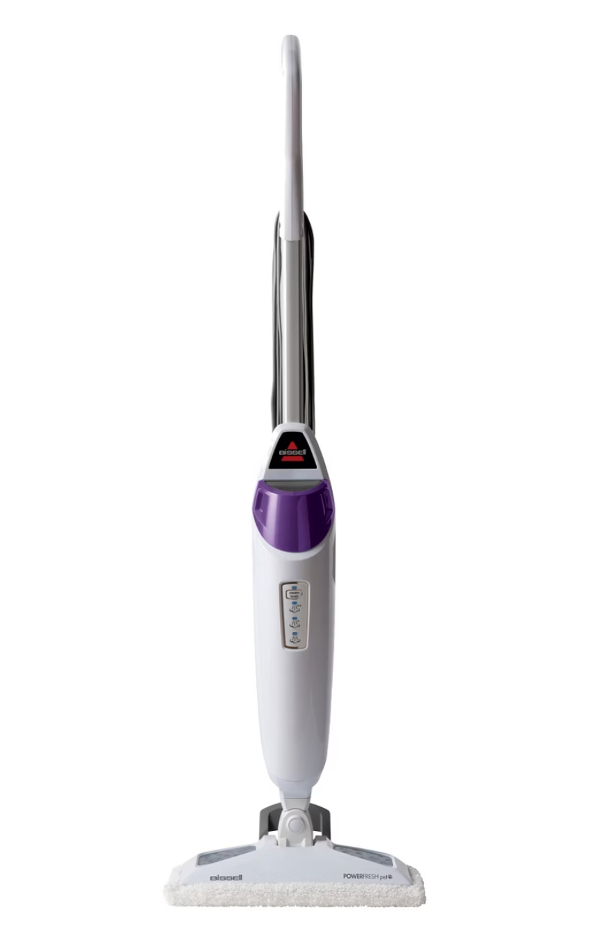BISSELL Power Fresh Pet Steam Mop Hard Floor Steam Cleaner 12" Cleaning Path White: Electric Floor Steamer, 2 Pads, 3 Steam Settings