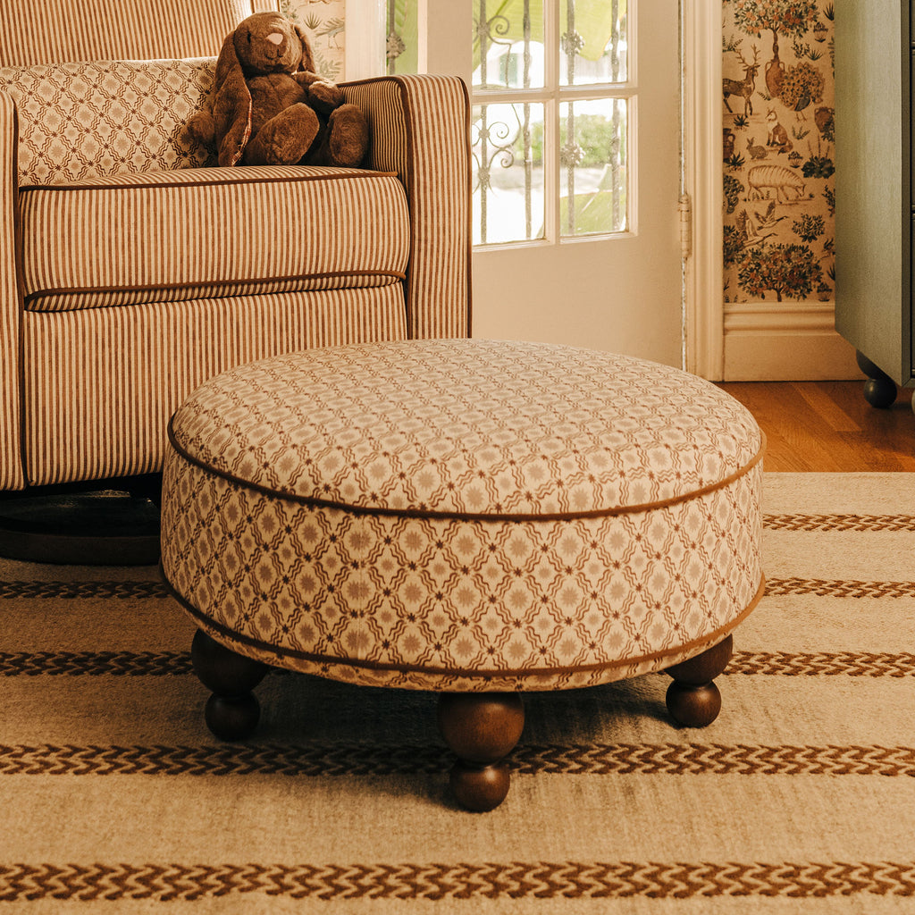 Astre Ottoman by Nate Berkus in Performance Bronze Star Eco-Crossweave with Toffee Feet