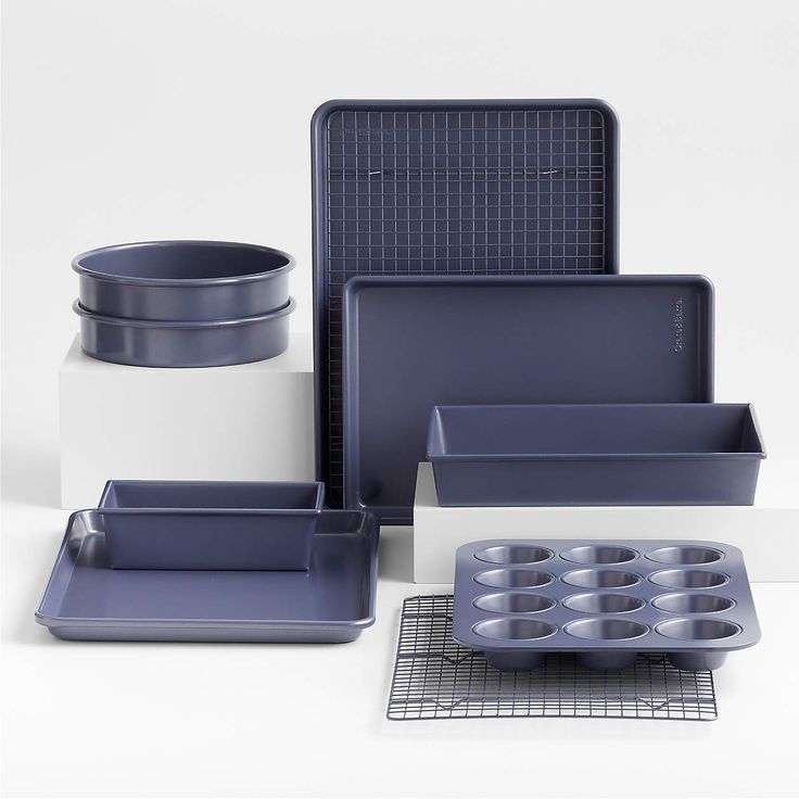 10-Piece Non-Stick Bakeware Set - Slate Blue
