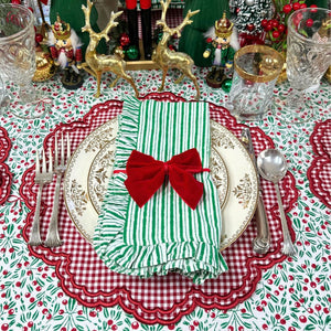 Ruffle Napkin in Green Stripes, Set of 4