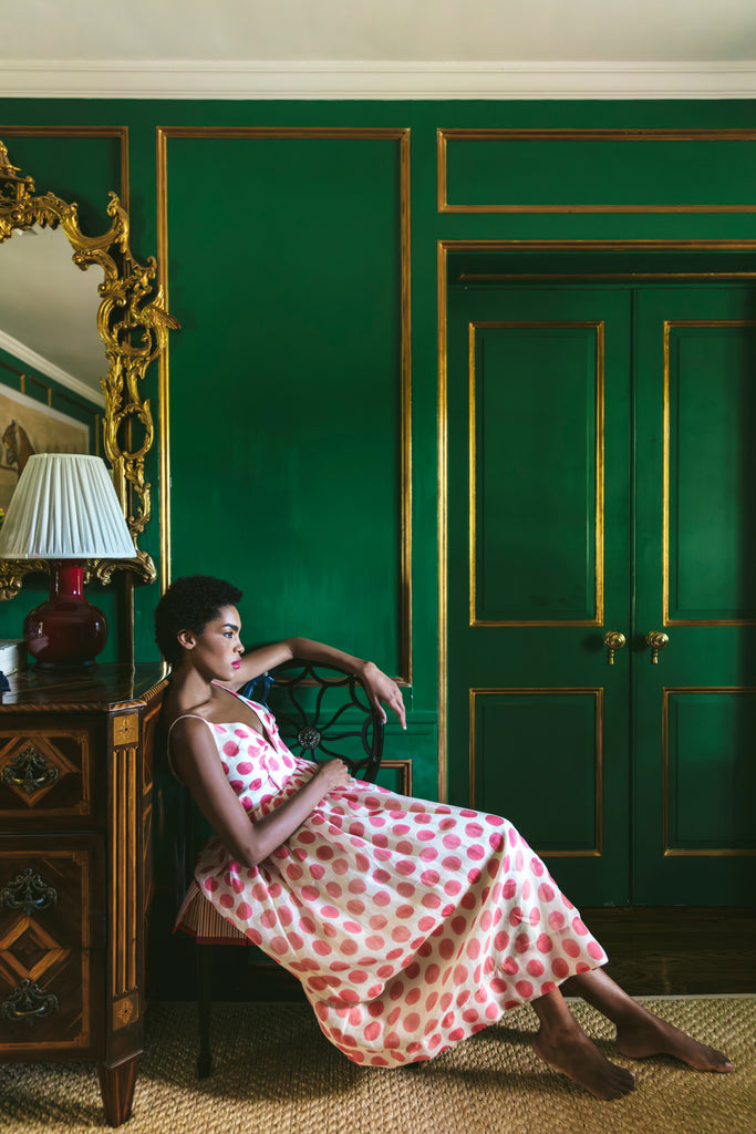 Pero Midi Dress in Celeste Spot Pink