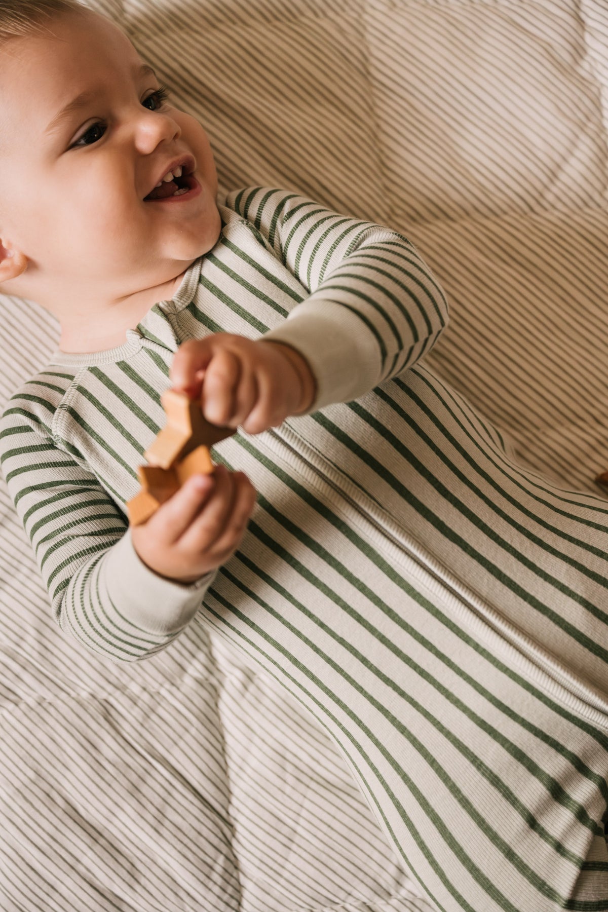 Ribbed Baby Sleeper in Stripes Away Evergreen