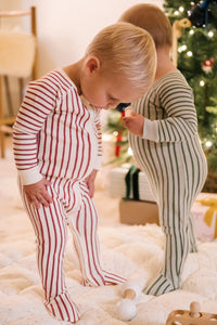 Ribbed Baby Sleeper in Stripes Away Berry