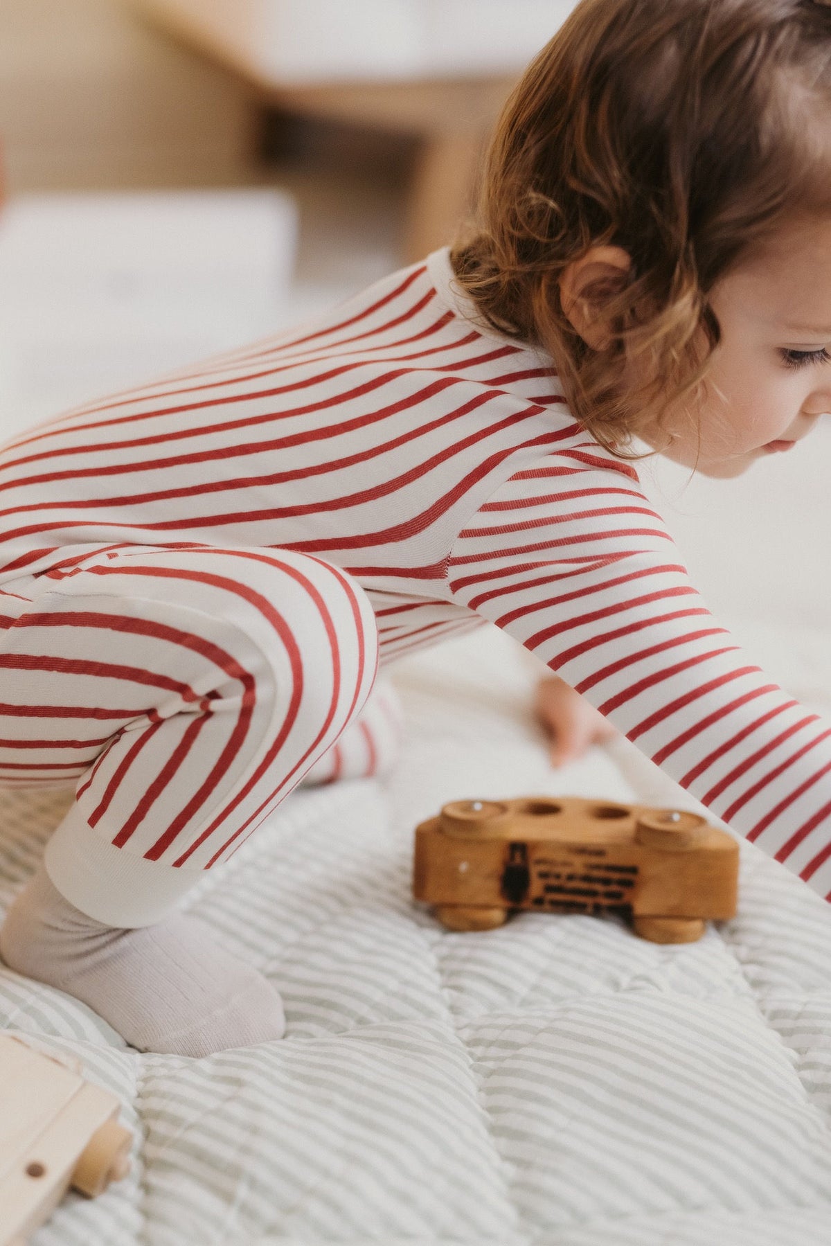 Ribbed Baby Footless Sleeper in Stripes Away Berry