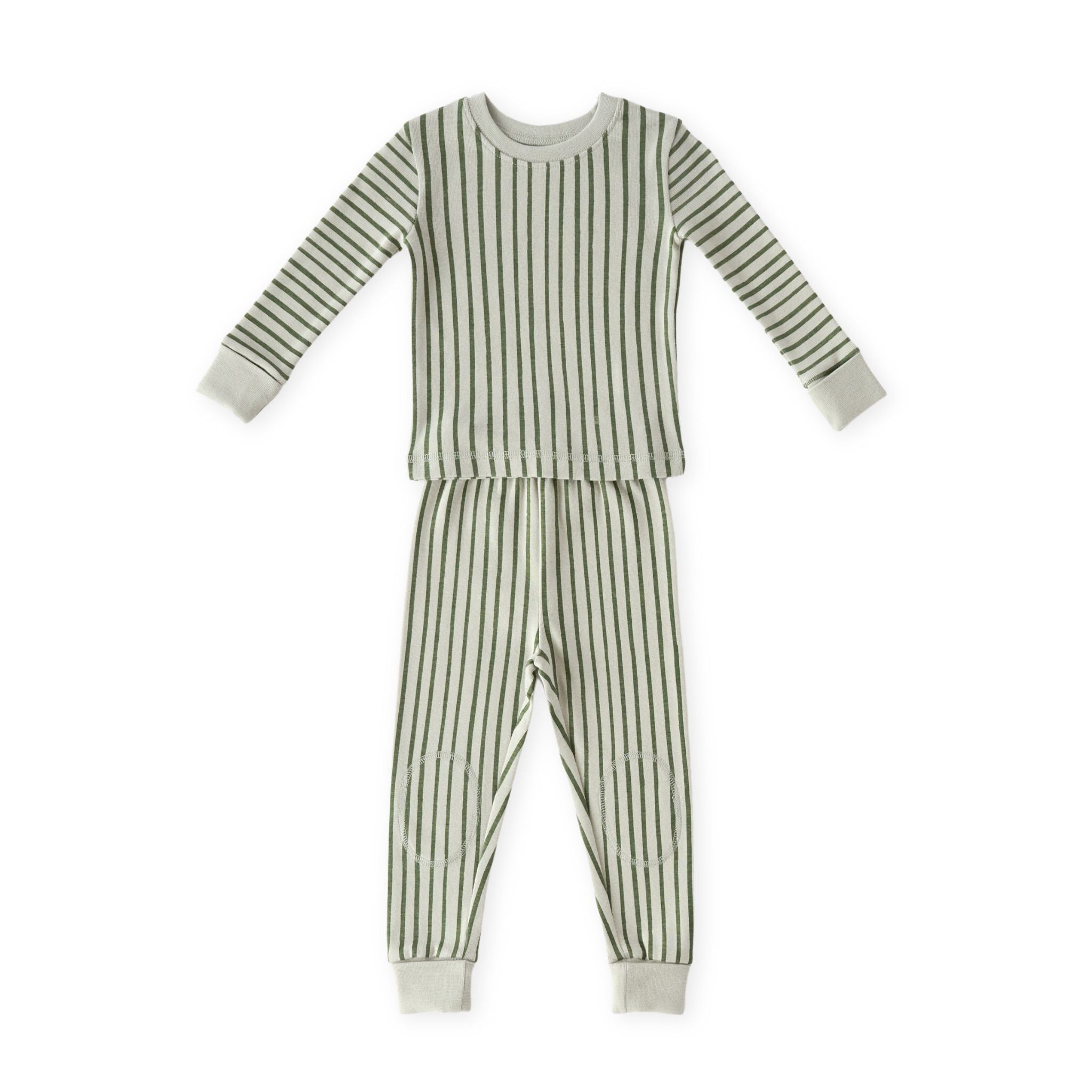 Ribbed Kids Pajama in Stripes Away Evergreen