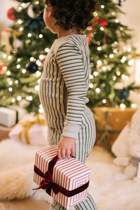 Ribbed Kids Pajama in Stripes Away Evergreen