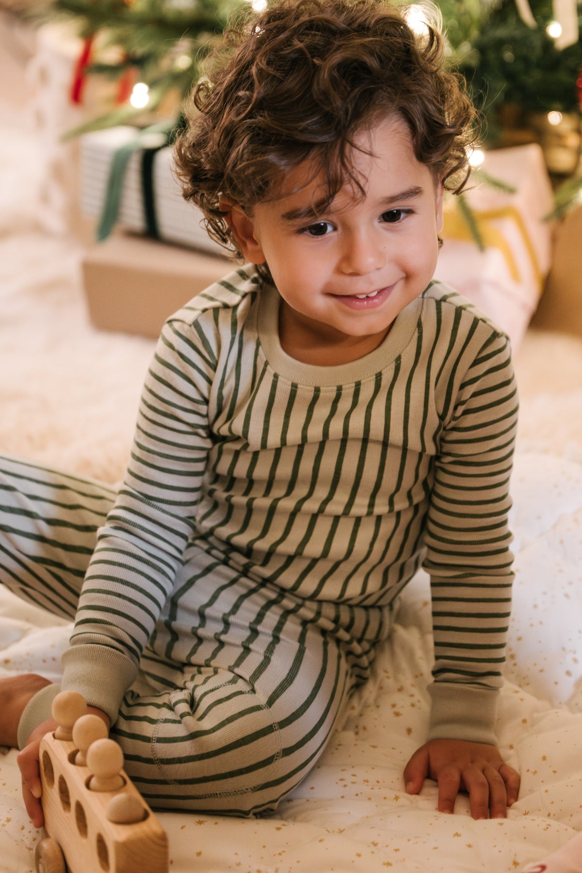 Ribbed Toddler Pajama in Stripes Away Evergreen