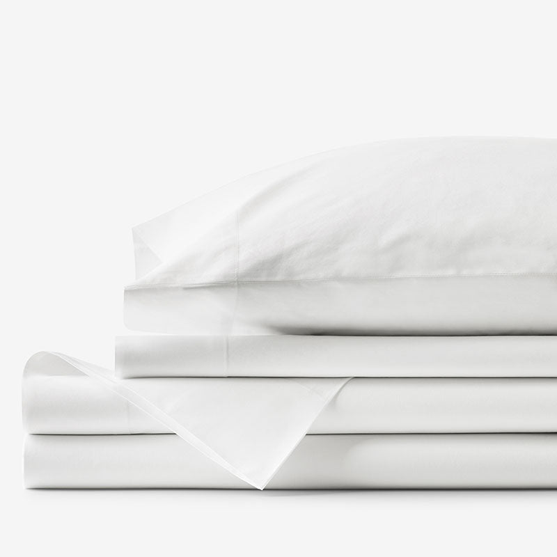 Classic Cool Organic Cotton Percale Solid Bed Sheet Set - White, King
