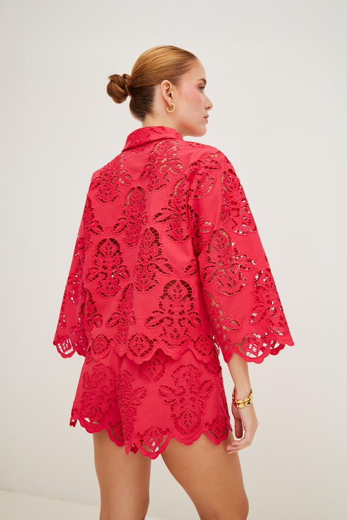 Erica Shirt in Azalea Eyelet