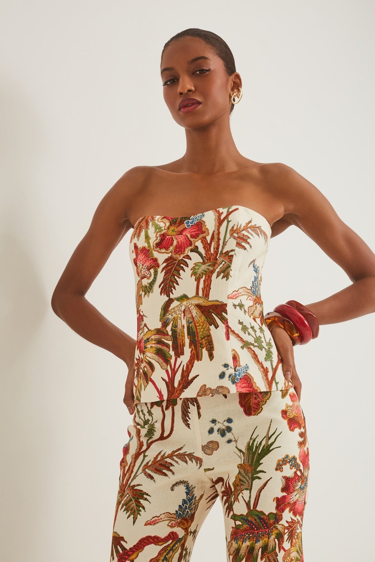 Agnes Top in Fauna Floral Ivory