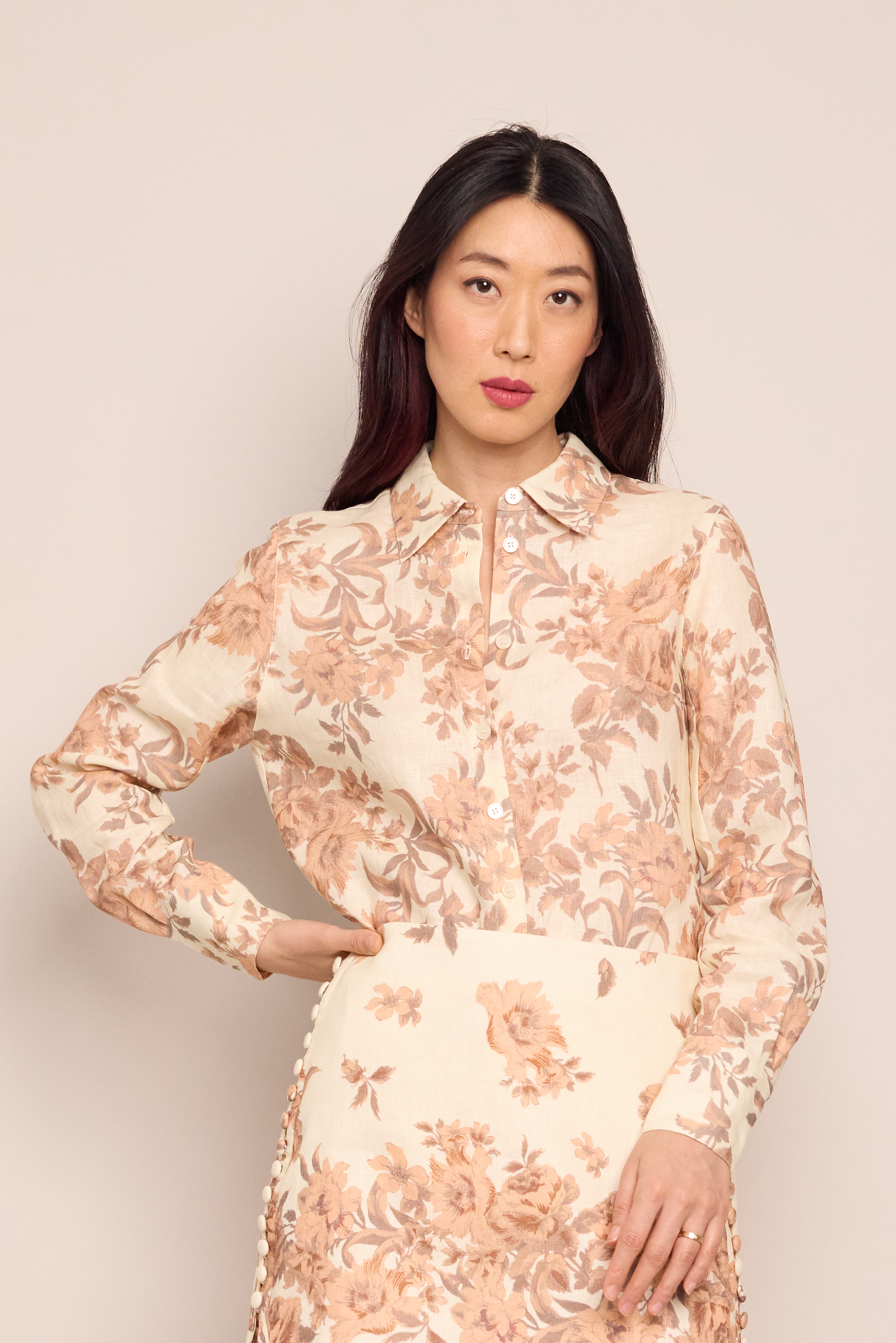 Perfect Shirt in Farfella Border Egret