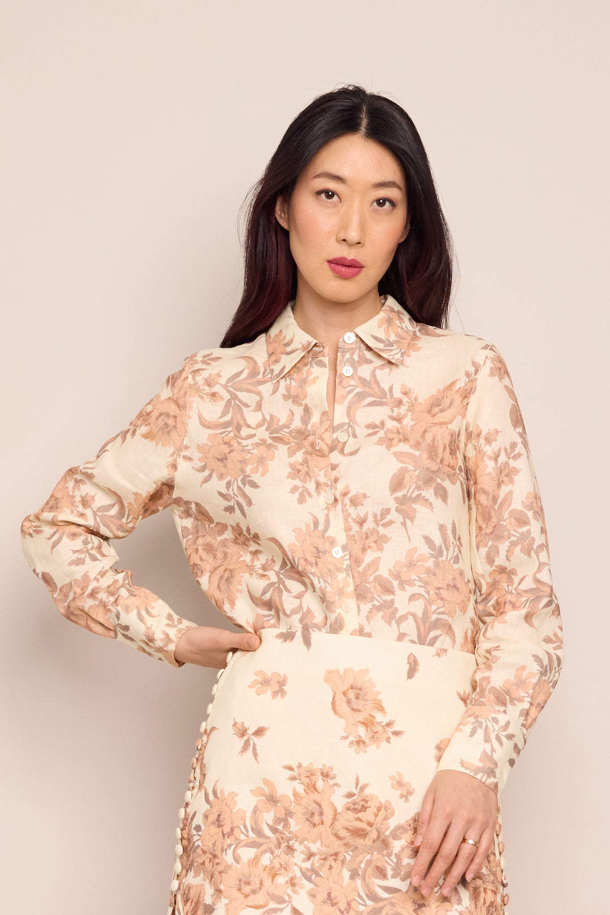 Perfect Shirt in Farfella Border Egret