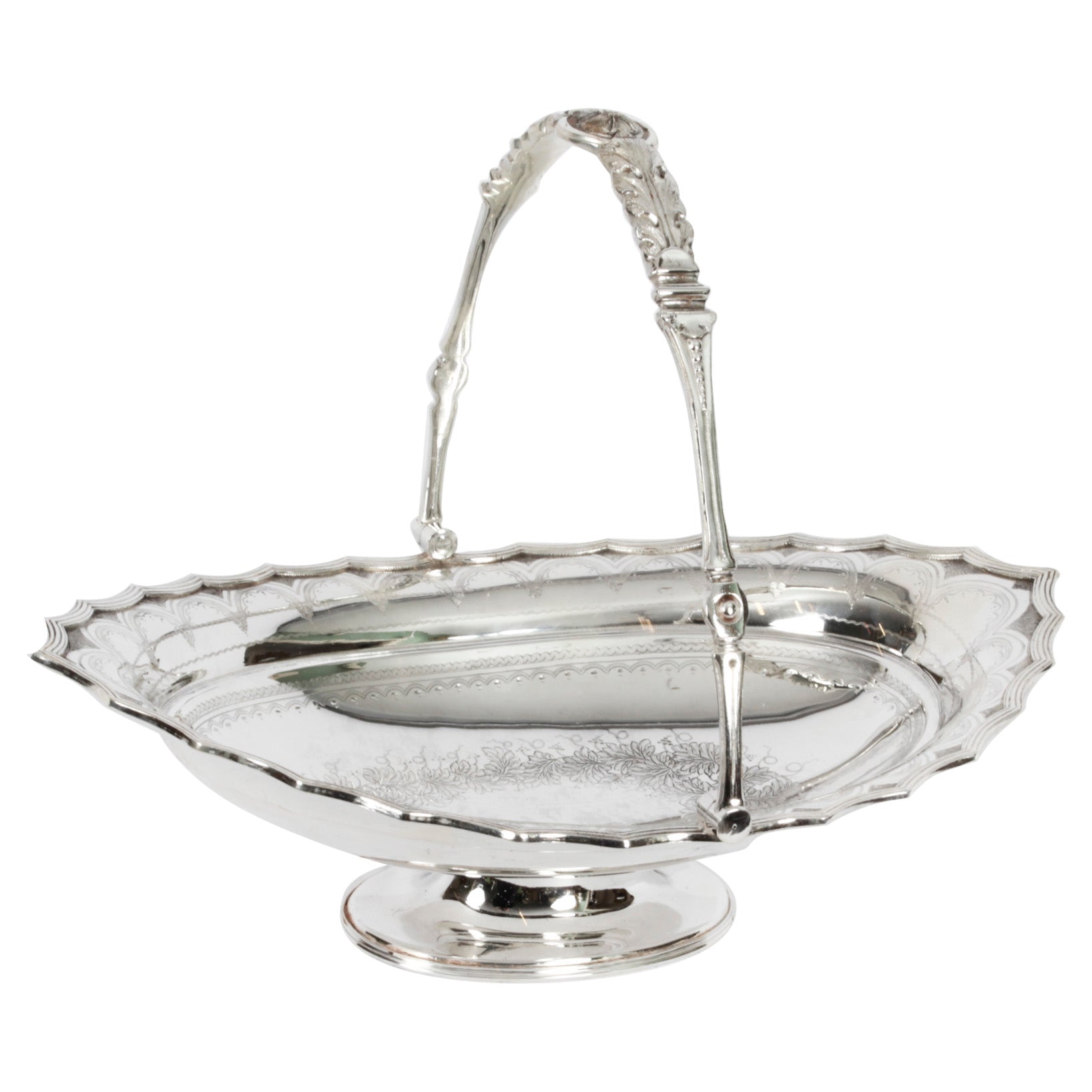 Antique Victorian Silver Plated Fruit Basket 19th Century