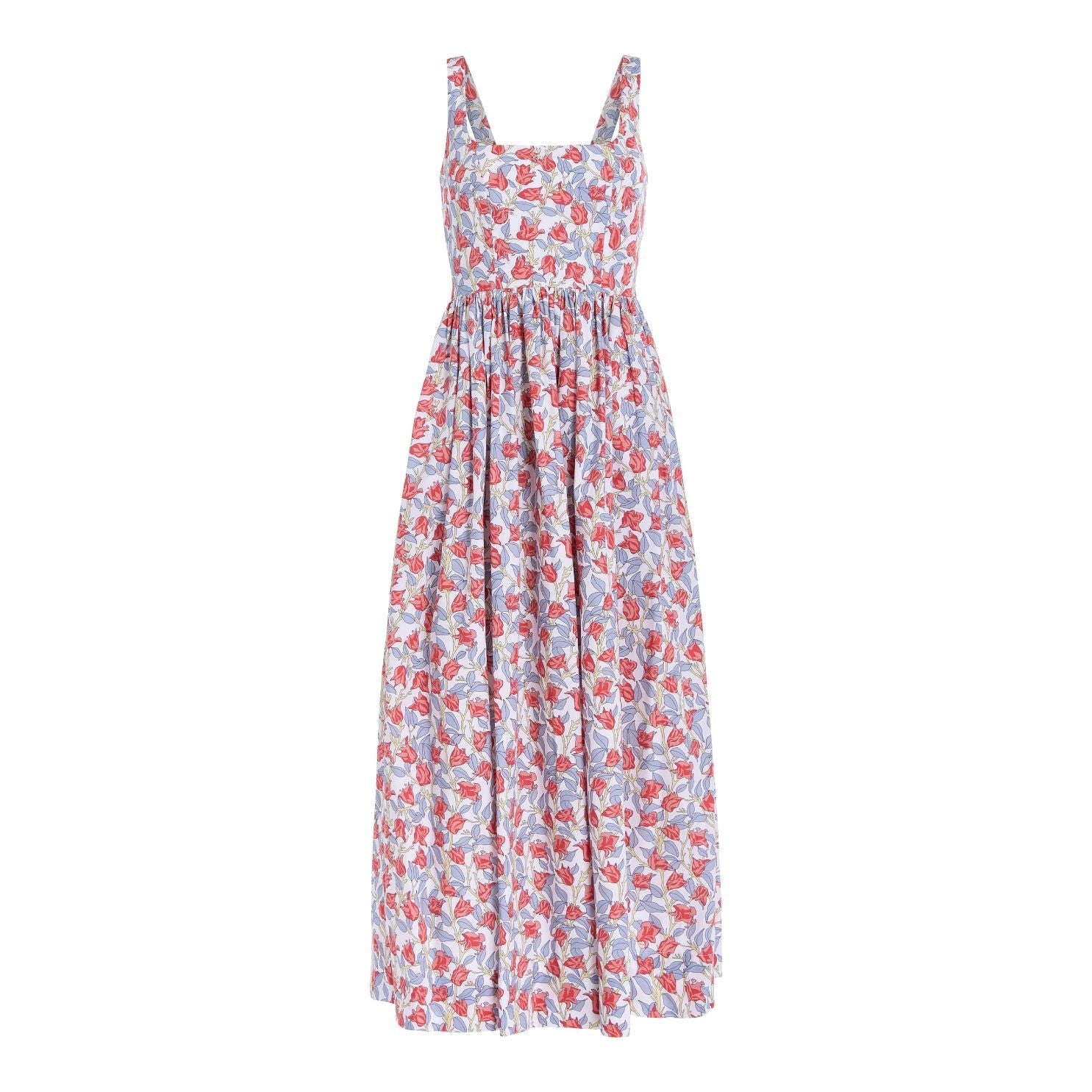 Scoop Neck Dress in Red Bougainvillea