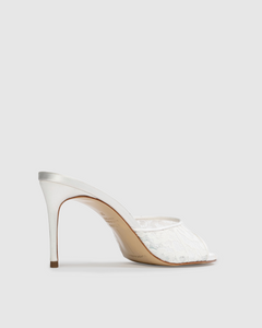 Celeste 80 Mule in White Lace