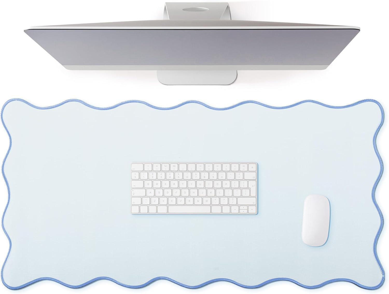 Blue Scalloped Wave Desk Mat