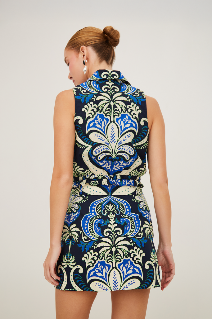 Hannah Top in Palm Pavillion Colbalt