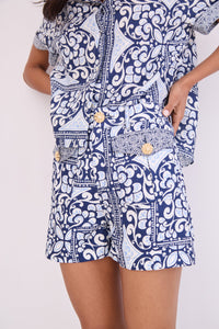 Xenia Short in Heart Tile Navy