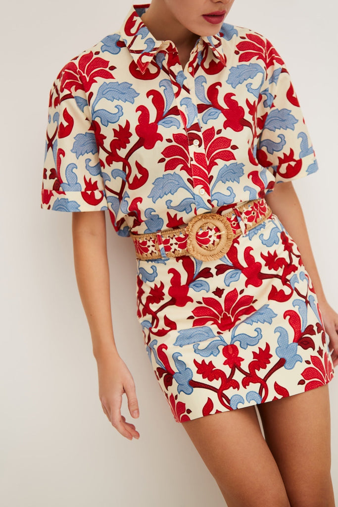 Calvia Shirt in Fleur Crest Ivory