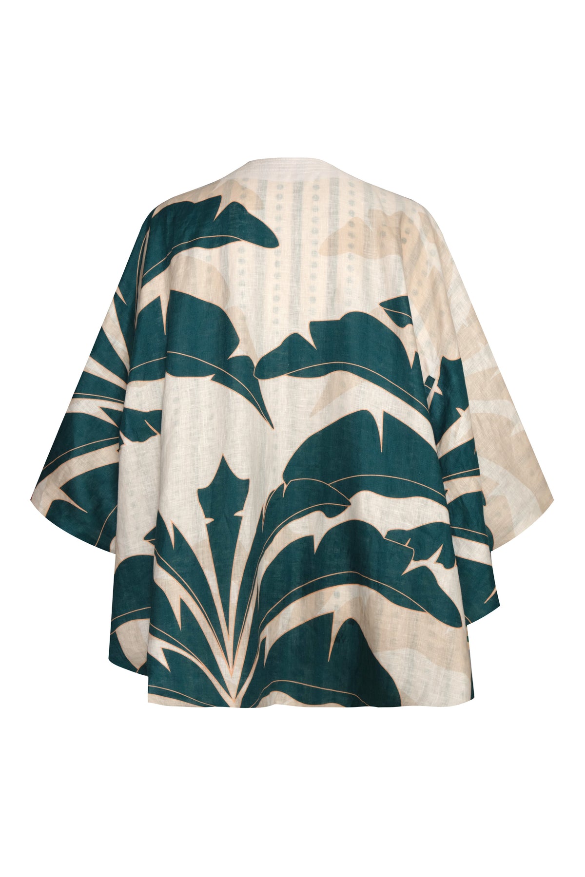 Cavalo Linen Poncho in Aquamarine Palms & Green Stripes