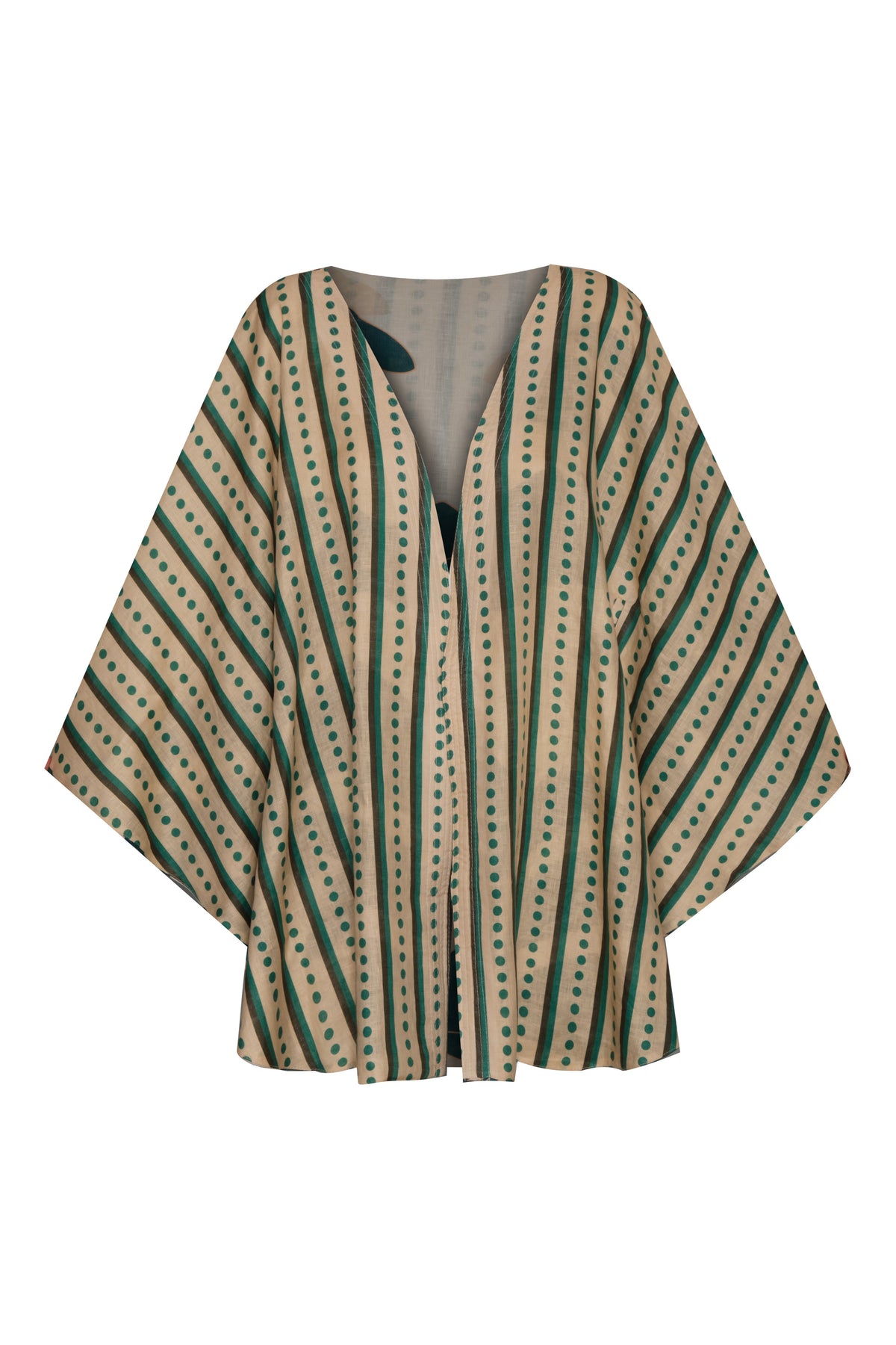 Cavalo Linen Poncho in Aquamarine Palms & Green Stripes