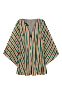 Cavalo Linen Poncho in Aquamarine Palms & Green Stripes