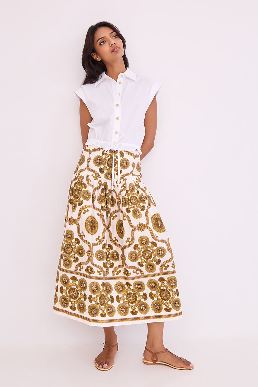 Diya Skirt in Mod Floral Olive