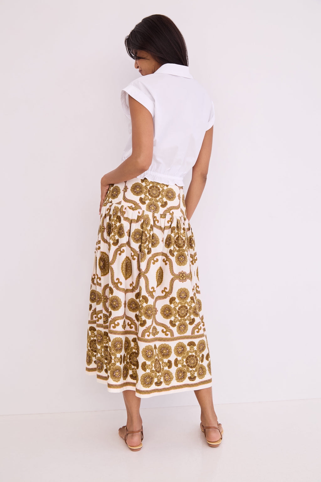 Diya Skirt in Mod Floral Olive
