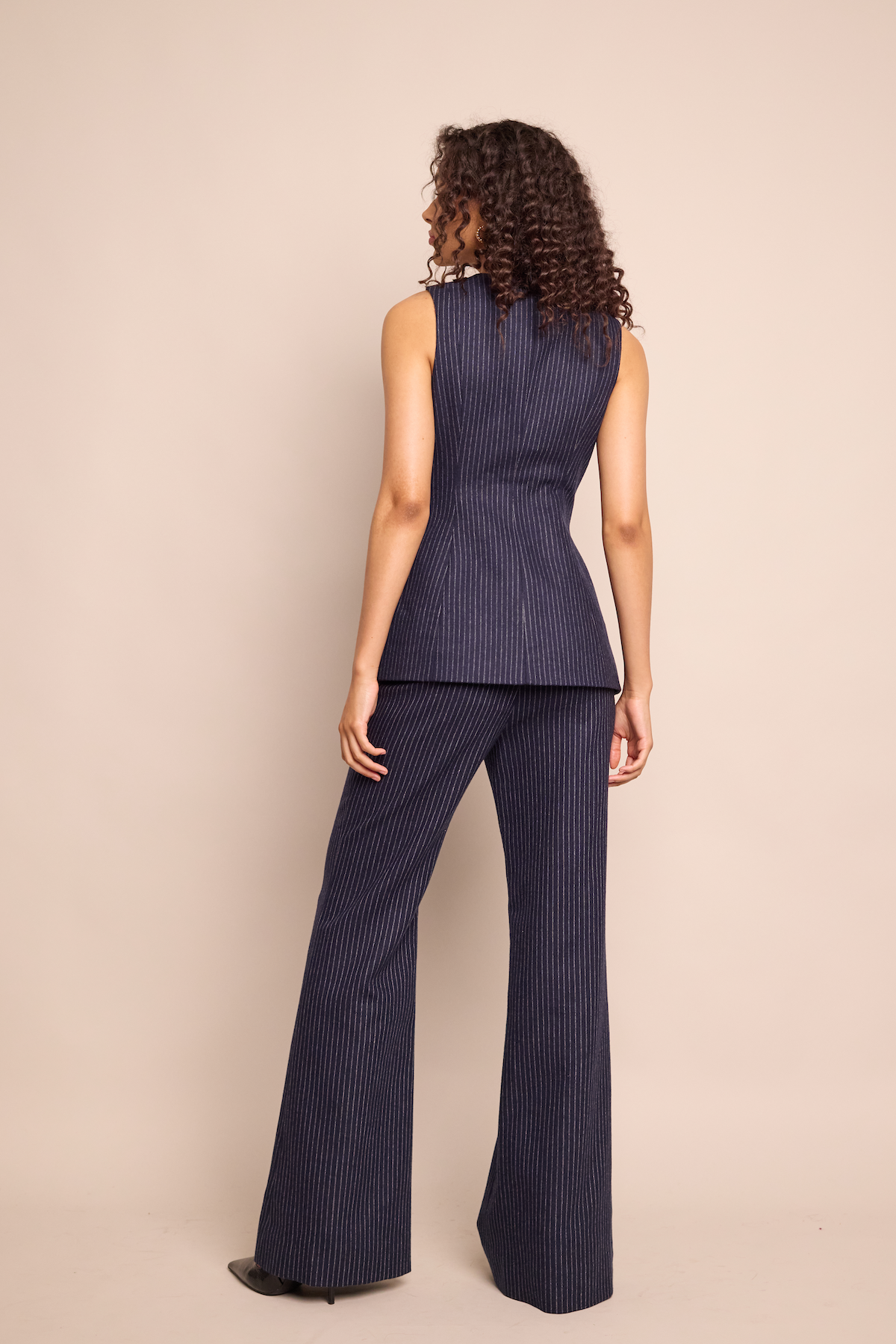 Tristan Pant in Navy Chalk Stripe