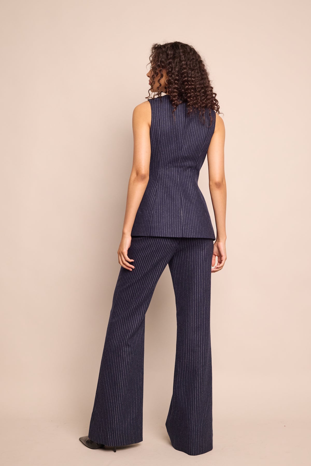Tristan Pant in Navy Chalk Stripe