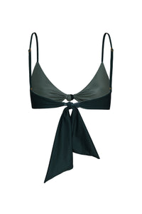 Pacifico Hand Embroidered Top in Aquamarine Palms & Metallic Mint