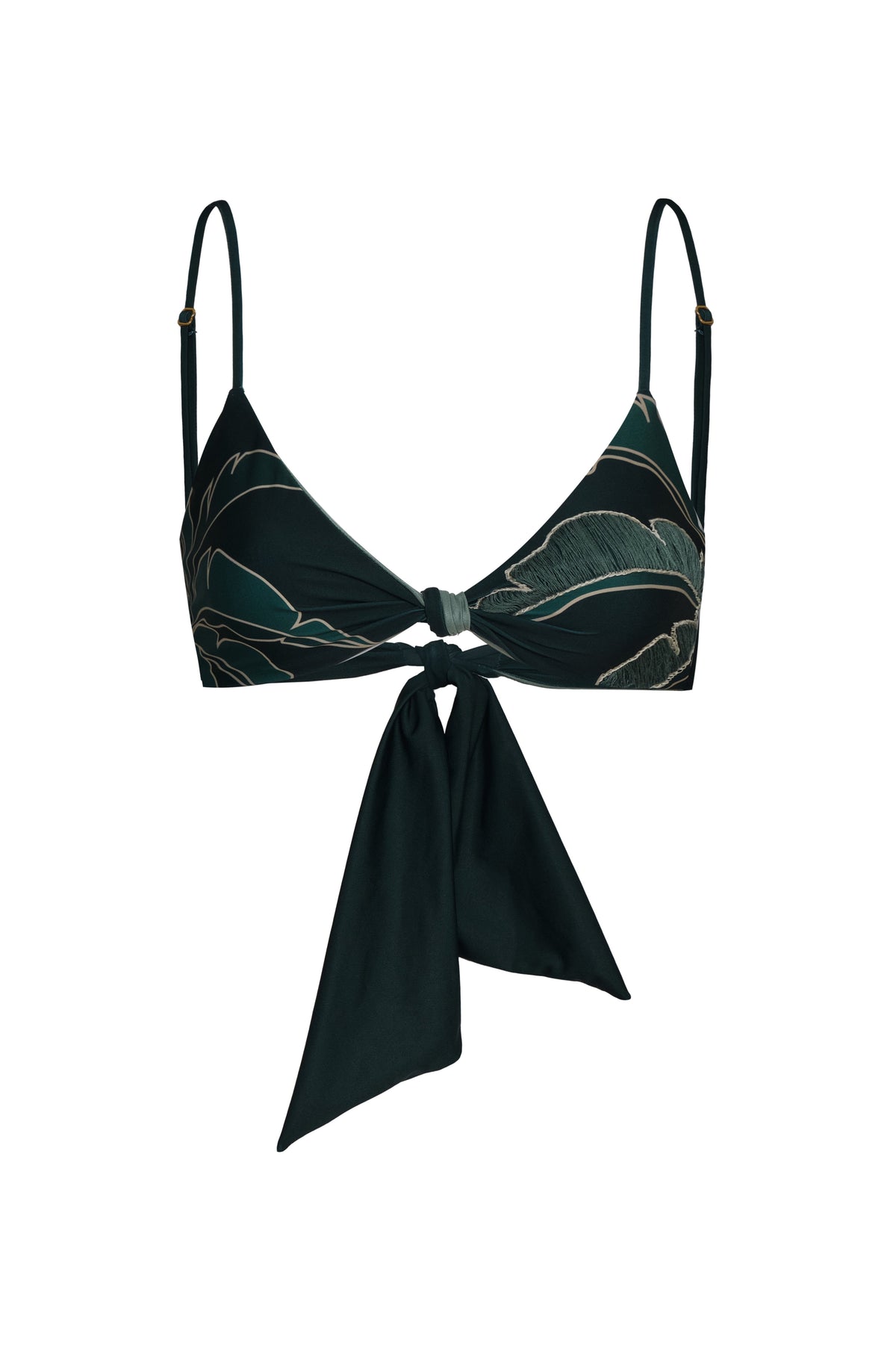 Pacifico Hand Embroidered Top in Aquamarine Palms & Metallic Mint