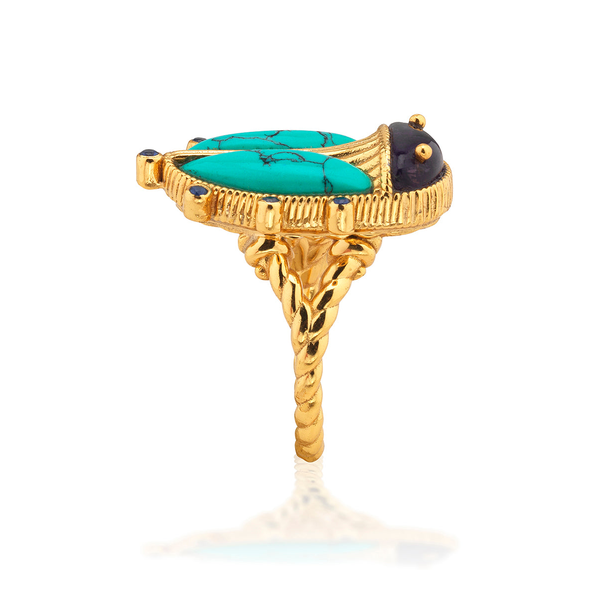 Scarab Grande Ring in Amethyst/Turquoise