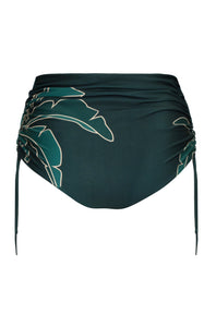 Victoria Hand Embroidered Bottom in Aquamarine Palms & Metallic Mint