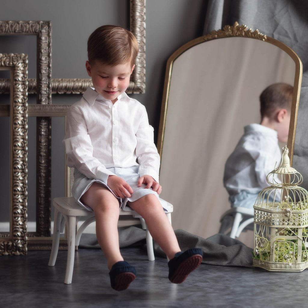 Charlotte Baby Blue Boys' Button Down Shirt - Petite Maison Kids