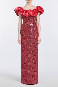 Rowan Sequin Embroidered Column Gown