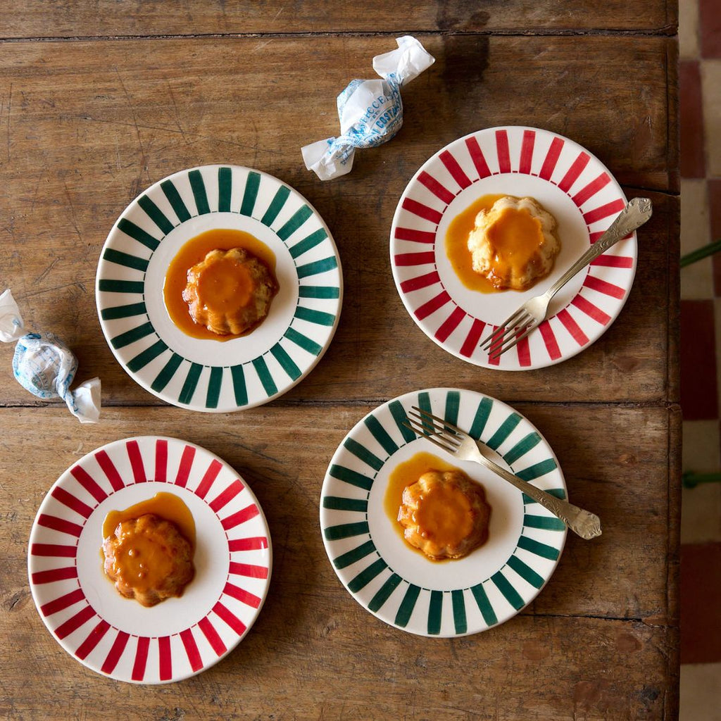 Green Stripes Side Plates, Set of 4