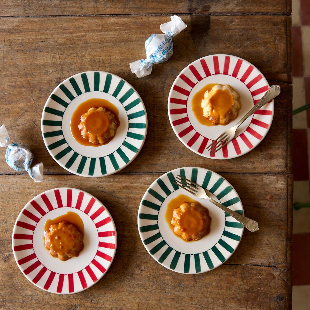 Green Stripes Side Plates, Set of 4